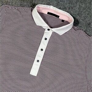 Greyson Golf Polo Shirt Striped Burgundy Performance Stretch Wolf Logo Men’s XL